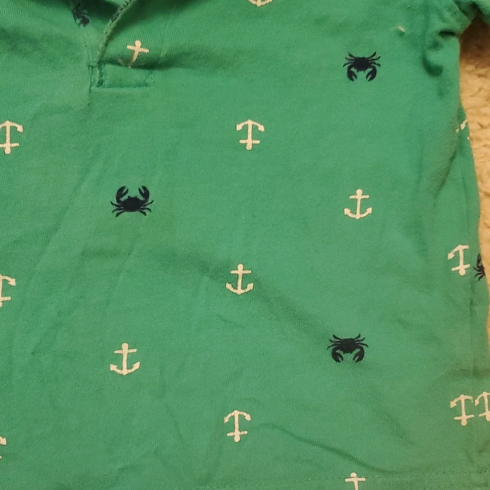 5 For $25 Carter's Polo Nautical Print Boys Size 18 Months Teal‎